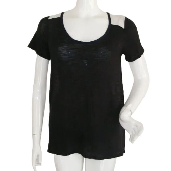 Vince Tops - VINCE Tee, S, Black & White, Burnout, Color block, Short sleeves, Lightweight